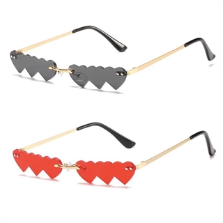 Solbrille med hjerter - Rød og sort